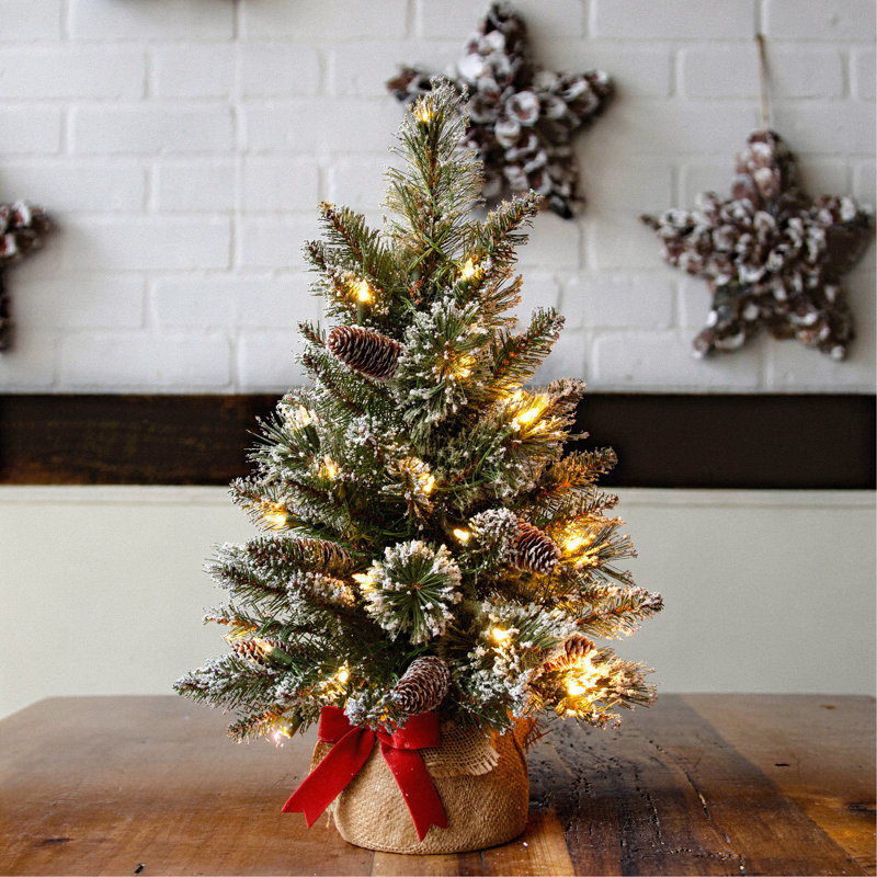 2ft. Glittery BristlePine Tree with LED Lights
