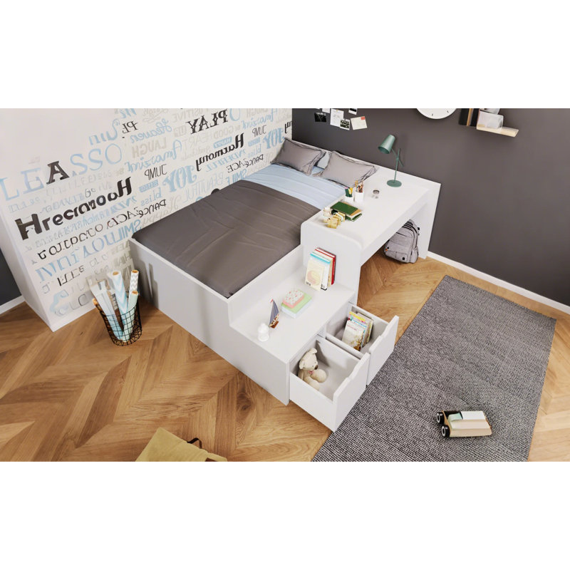 Single (3') Standard Bed Frame with Storage Included with Desk Included