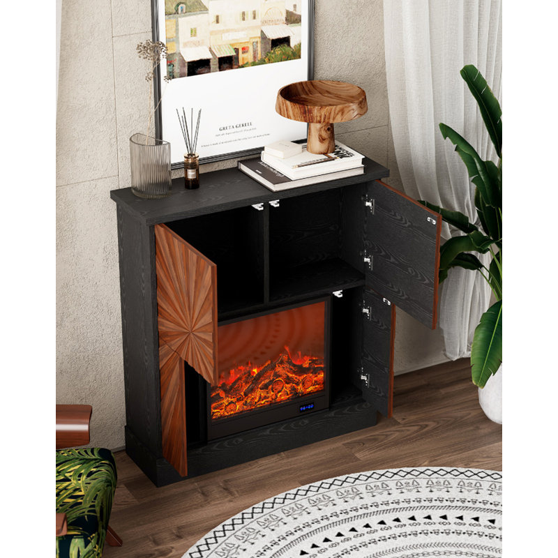 French retro-style simulated fire decorative electric fireplace