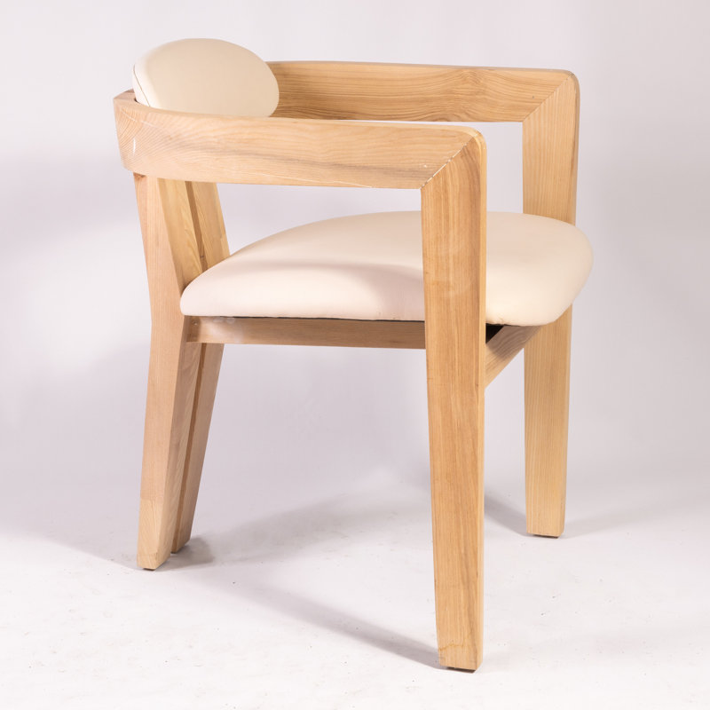 Serena Upholstered Arm Chair, White, Oak 