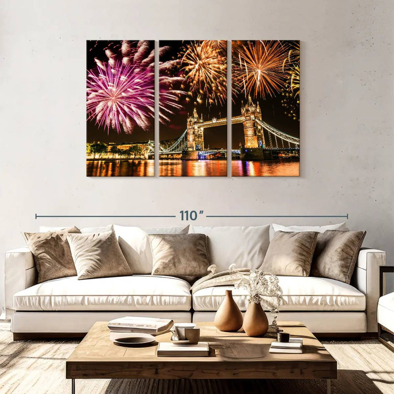 Nicci Fireworks Over Tower Bridge, 48" H x 74" W