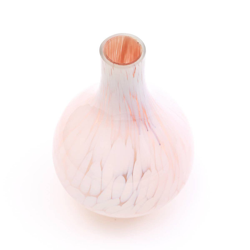 Vase | Vase en verre blanc à éclaboussures blanches | Décoration décorative moderne | 8,5 x 13 po, Rubis