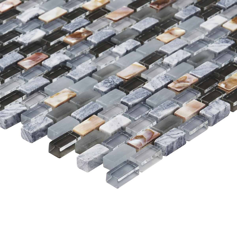 Paragon Mini Brick Marble & Glass Mosaic Tile, Surf Periwinkle Purple