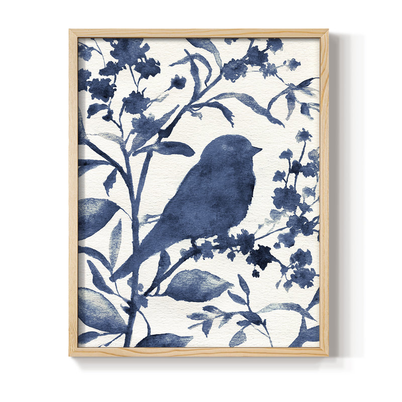 Bluebird Silhouette I, reproduction encadrée - bois massif, Naturel, H 11 po x l 9 po