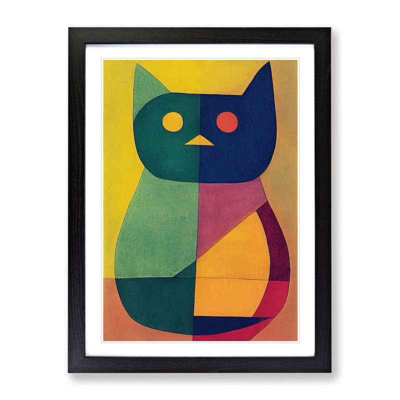 Cat In Abstract No.3 - Single Picture Frame Print, 64cm H x 46cm W x 2cm D, Black Framed