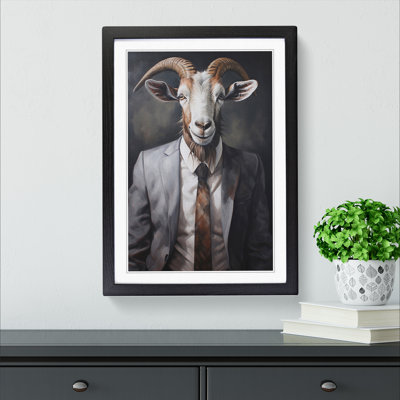 Goat In A Suit - Single Picture Frame Print on Wood