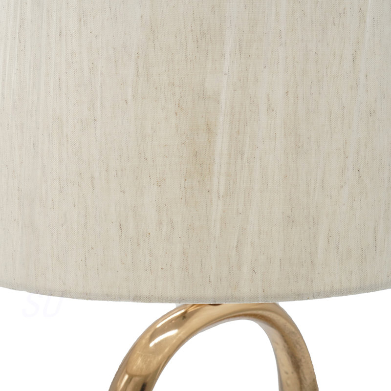D14x28,5 "Lampe de table ovale en métal découpé avec abat-jour en lin crème