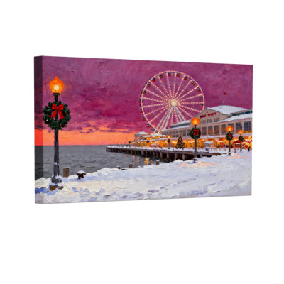 Ensemble de 3 impressions sur toile de Noël, coucher de soleil et grande roue