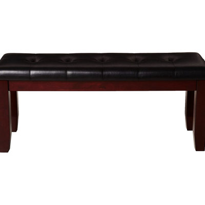 Seat Bench For Bedroom And Living Room, Tapered Wood Legs, Upholstery, Button , Rectangular, Solid Construction, Brown Modern With , Cherry & Room