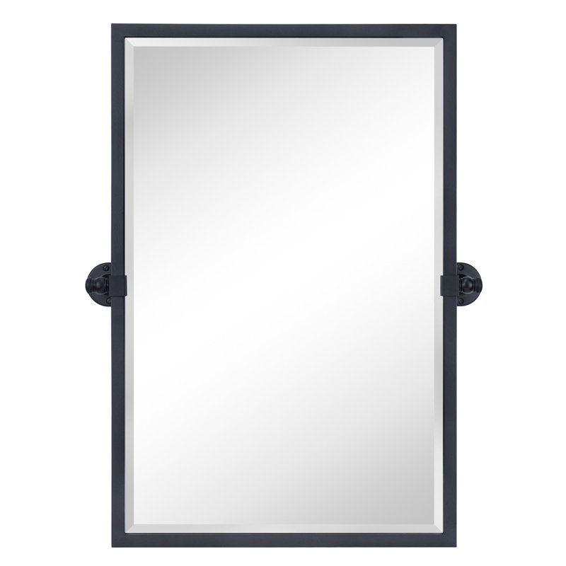 Metal Rectangle Mirror, Matte Black, 30" x 20"