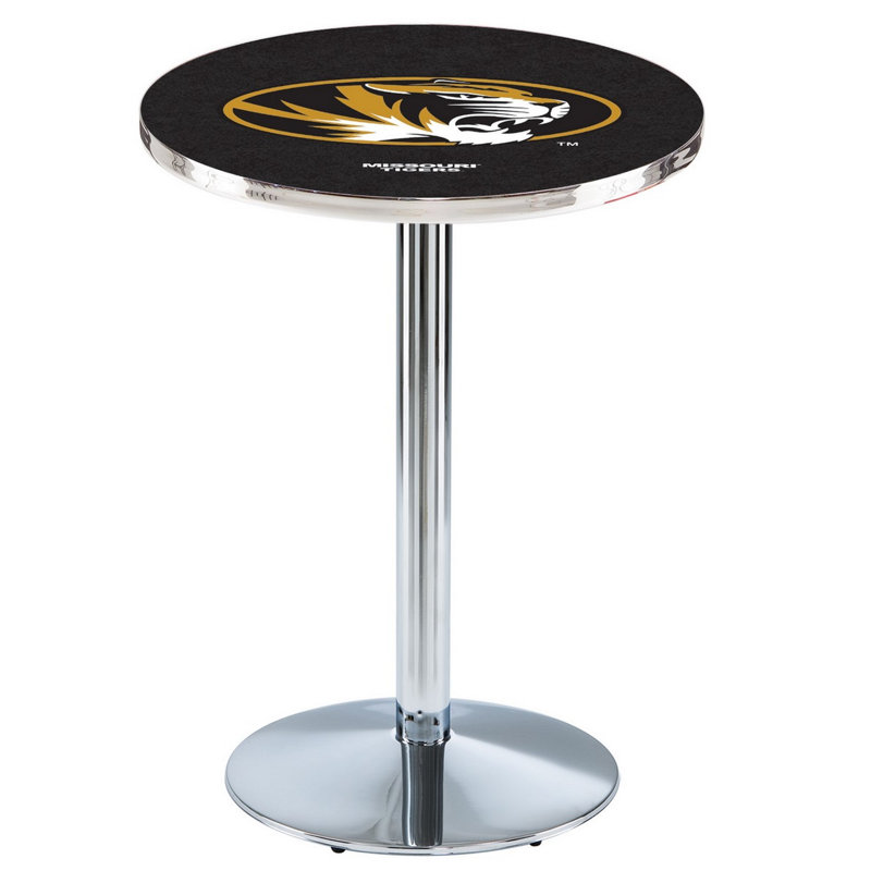 Round Metal Base Dining Table, University of Missouri, Chrome