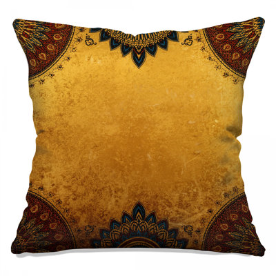 Golden Mandala Art Double Sided Throw Pillows