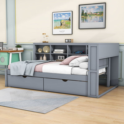 Haileyjo Wood Daybed with 2 Drawers,USB Charging and Shelves by Red Barrel Studio