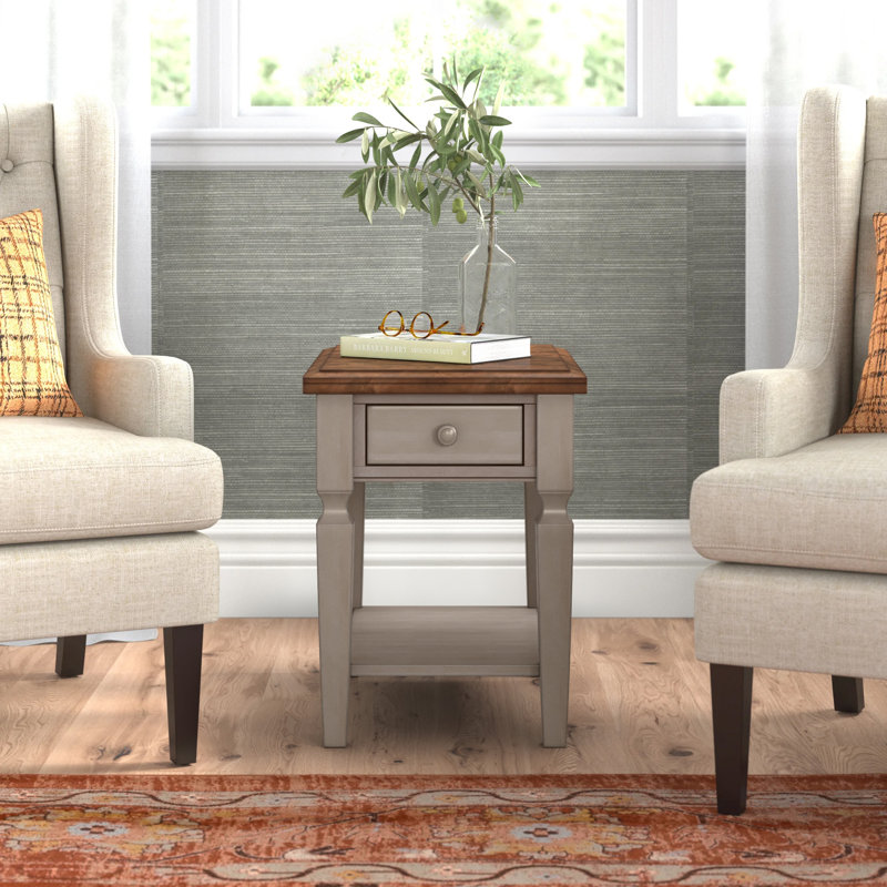 Bonas Solid Wood End Table with Storage