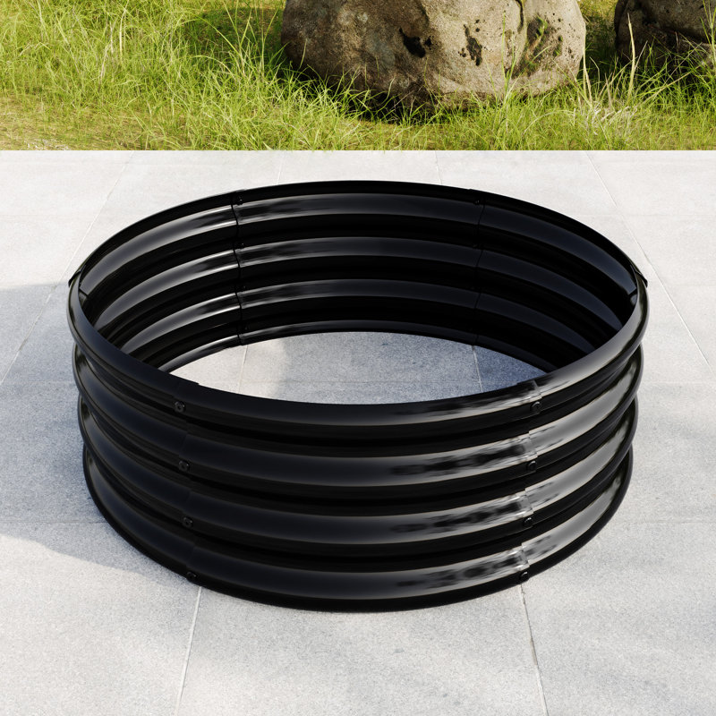 32.08"*11.4" Tall Round Raised Garedn Bed, Black