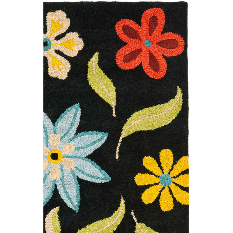 Tapis noir en laine Emrick, Rectangle de 5 pi x 8 pi