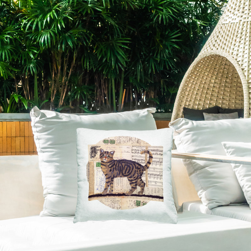 Coussin d'extérieur imprimé Tabby Cat Collage