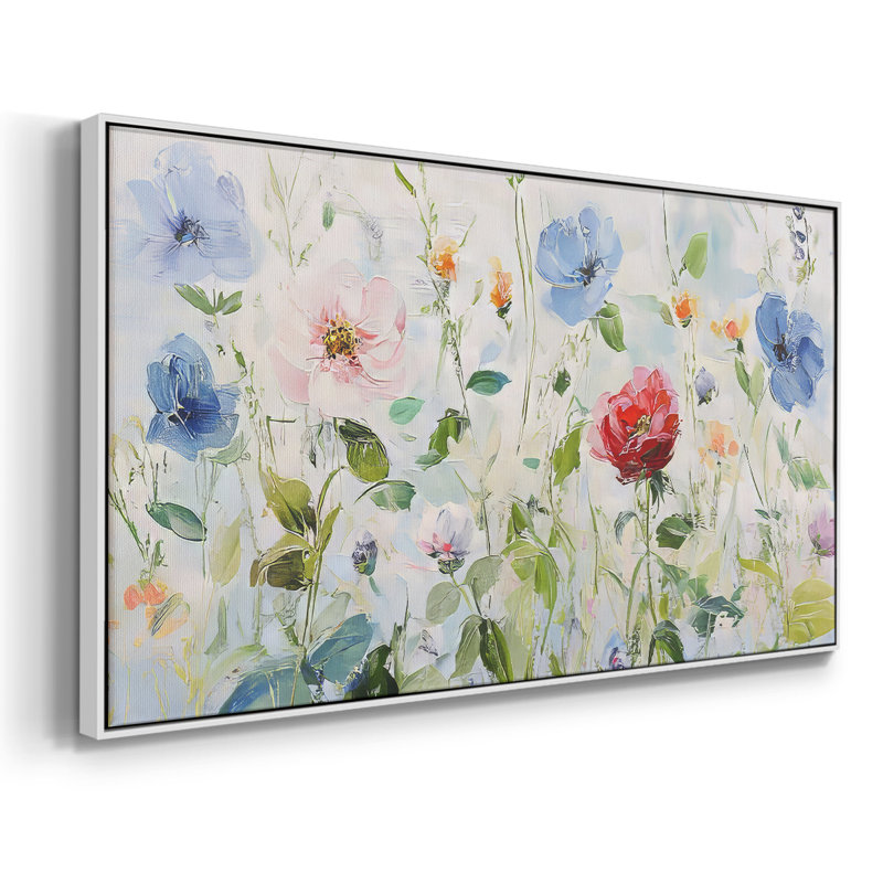 Botanical Series-CECLI- Toile tendue avec châssis tendue, prête à être accrochée, H 25 po x l 49 po, Blanc