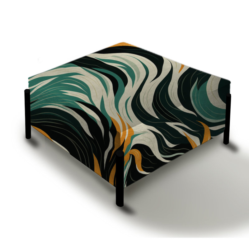 Jungle Majesty en orange et vert I - grand repose-pieds carré abstrait