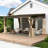 10X14ft Lean To Hardtop Gazebo With Gutters, Outdoor Wall Mounted Gazebo With Metal Roof
