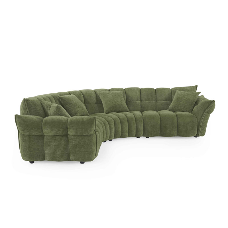 Canapé en forme de L Marigold de style moderne l 112,6 po Minimore, Chenille verte