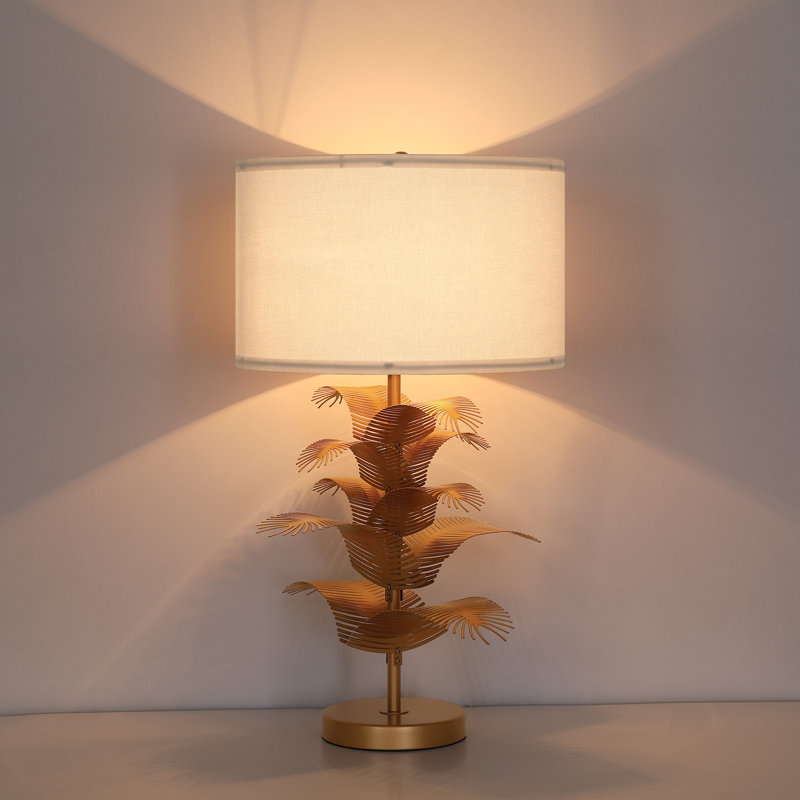Demrul Table Lamp with Metal Leaves rod, Gold