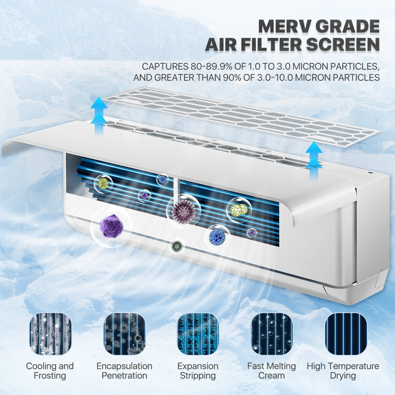18000 BTU 21.5 SEER Mini Split Air Conditioner & Heater Ductless Inverter System, AC Unit with Condenser, Cools Up to 1000 Sq.Ft.