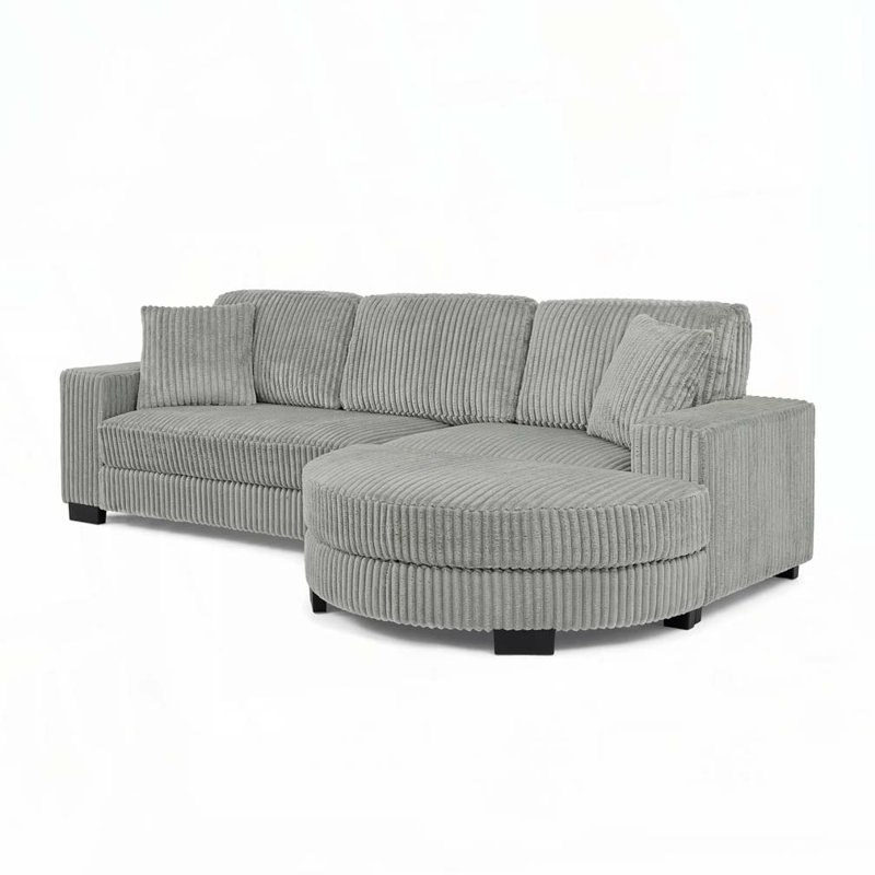 Canapé-lit modulaire rembourré en velours côtelé Corduroy, Gris