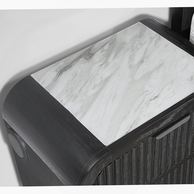 Table de chevet avec glacière et haut-parleur