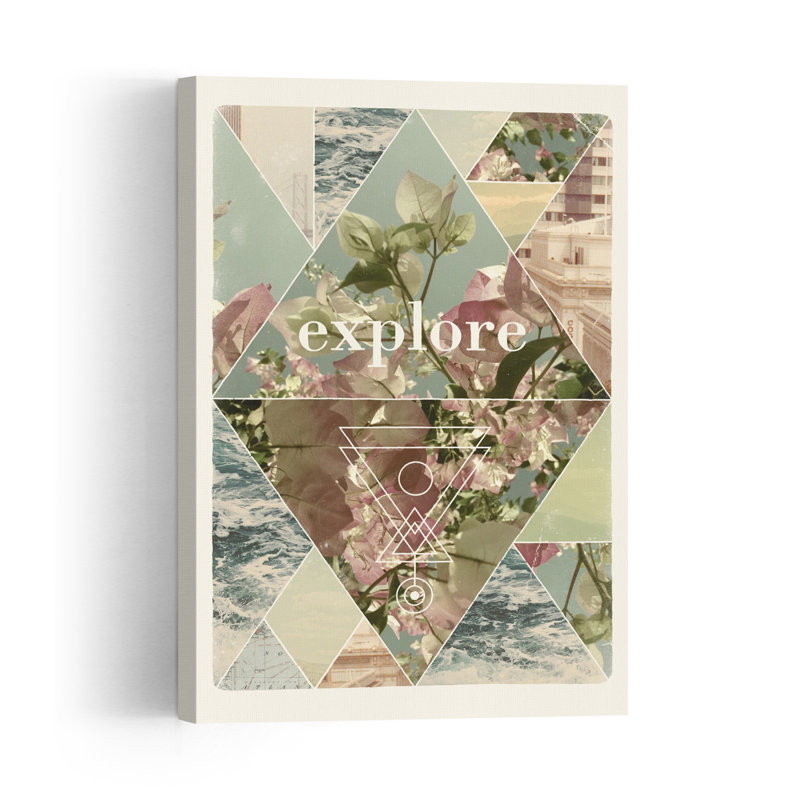 Explore Floral Wanderlust Abstract Geometric Contemporary Flower Landscape Wall Art Print, 91.44cm H x 60.96cm W