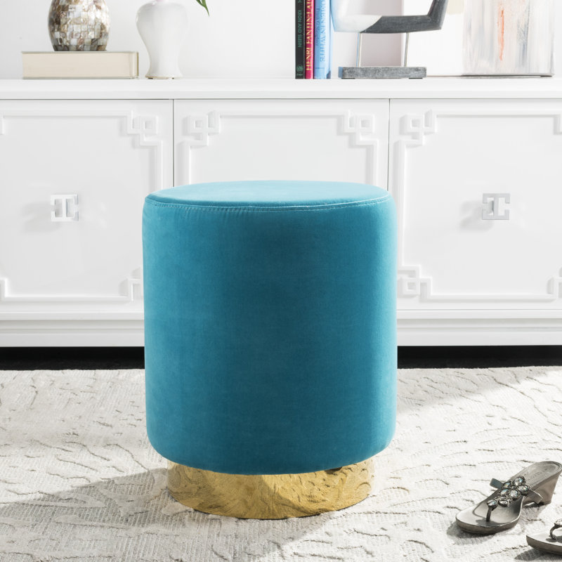 Skye Velvet Ottoman, Turquoise