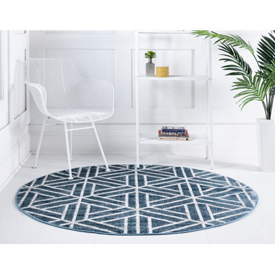 Tapis géométrique en laine bleu / ivoire Nucla