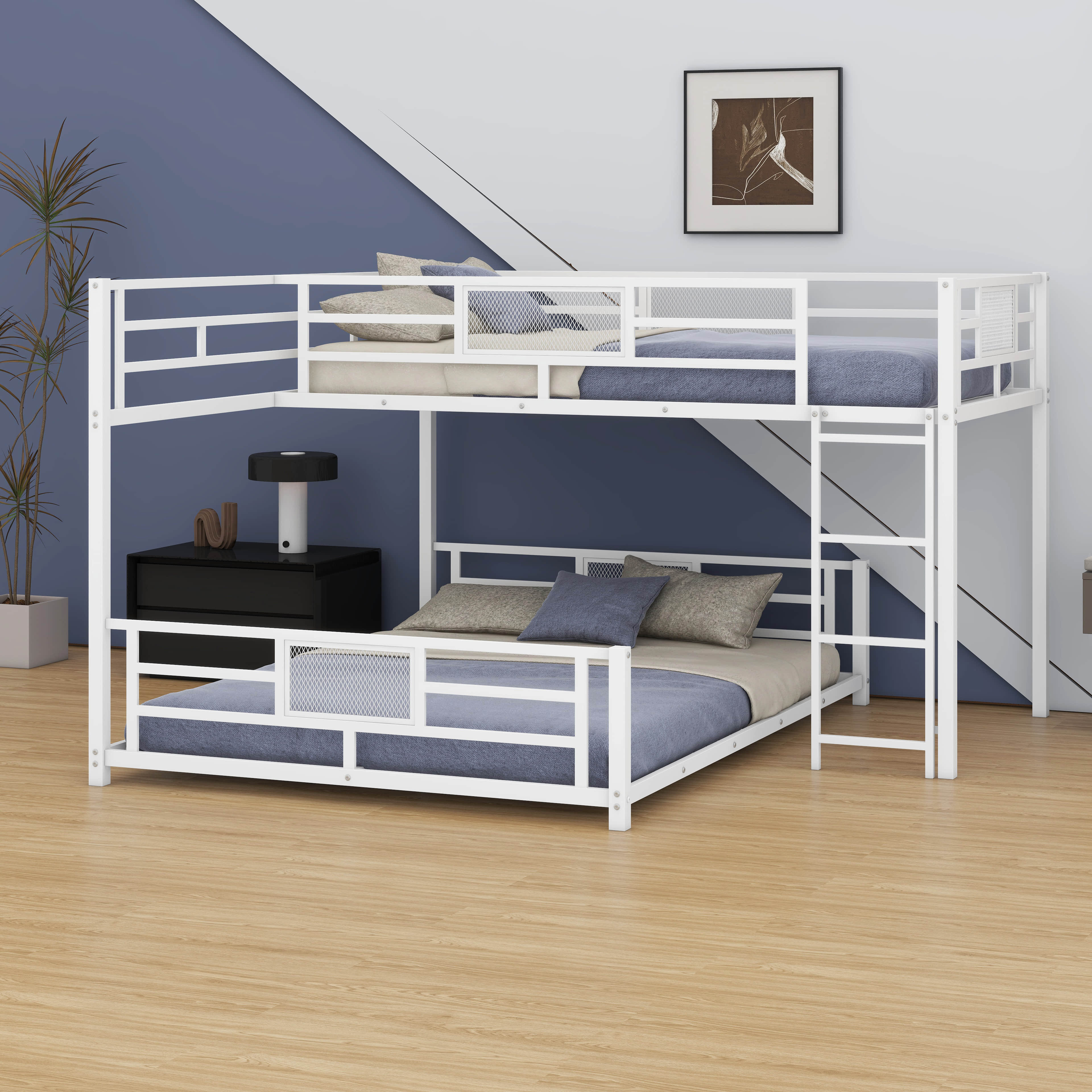 Ivy Bronx Twin Over Full Bunk Bed With Staircase & Loft Platform Design ...