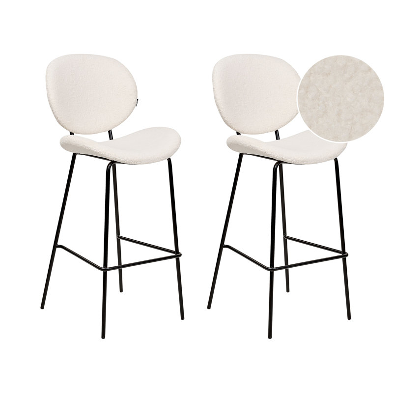Luana Upholstered Counter Stool with Metal Frame, White