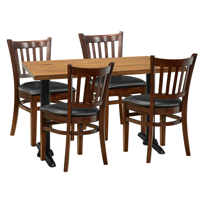 Ensemble de salle à manger en bois de peuplier massif pour 4 personnes Jasmine, Natural, Brun