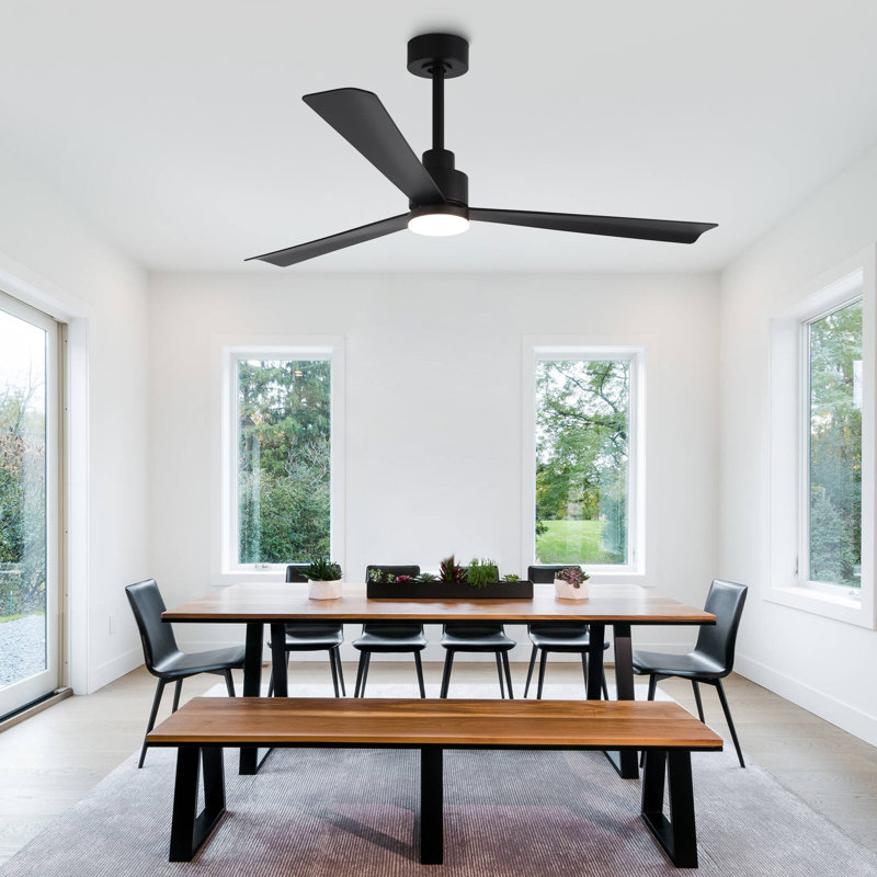 52" Propeller Dimmable LED Ceiling Fan with Lights and Remote Control, 6-Speed Reversible DC Motor, 3 Color Lights, 5"&10" Downrods Included