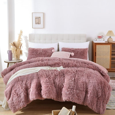 Fluffy Comforter Set 2 Pieces- All Seasons Luxury Fuzzy Comforter With One Pillowcase
