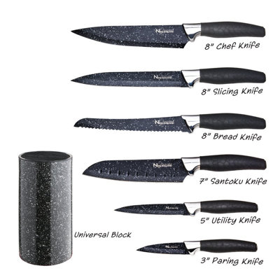 New England Cutlery 7 Piece High Carbon Stainless Steel Knife Block Set