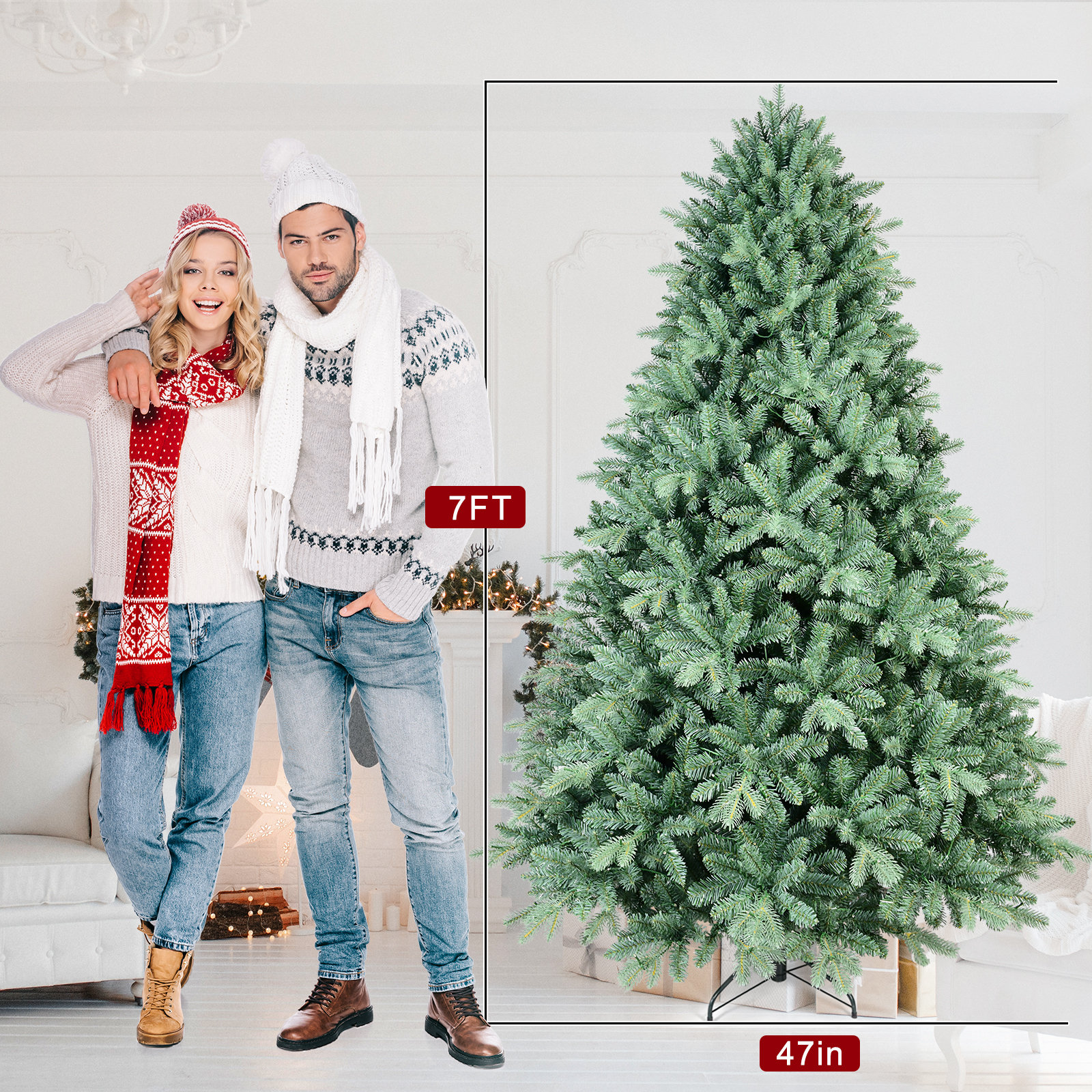Unlit Blue Spruce Artificial Christmas Tree, 7'