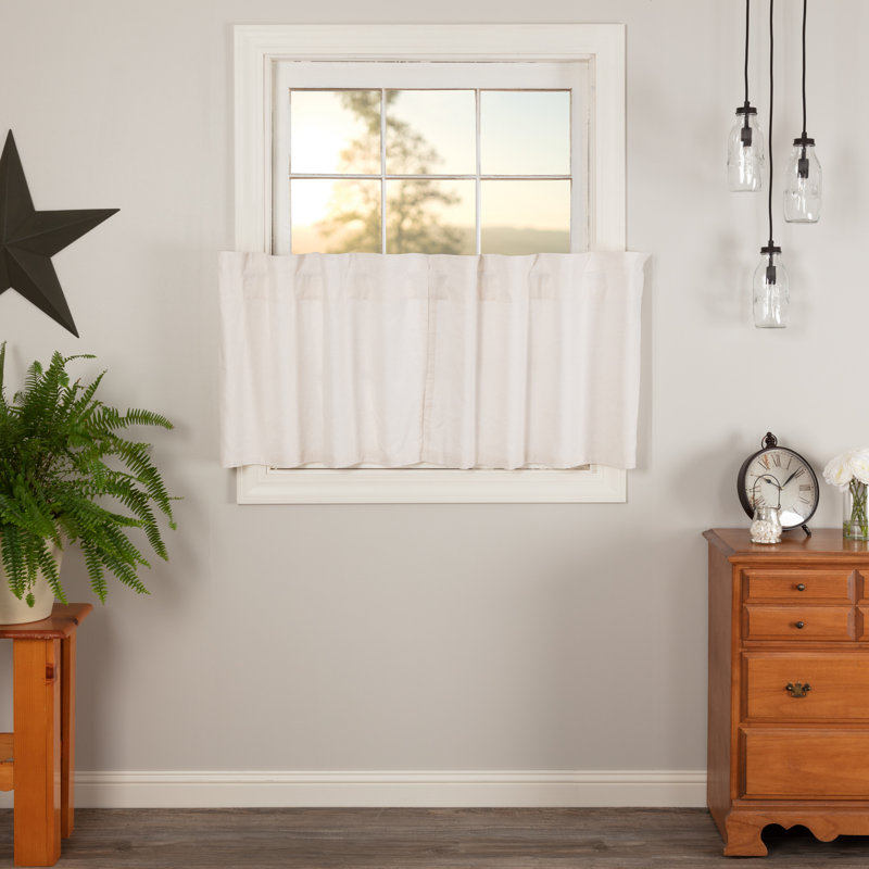RuckeR Cotton Blend Tailored Cafe Curtain, 36" W x 24" L, Antique White