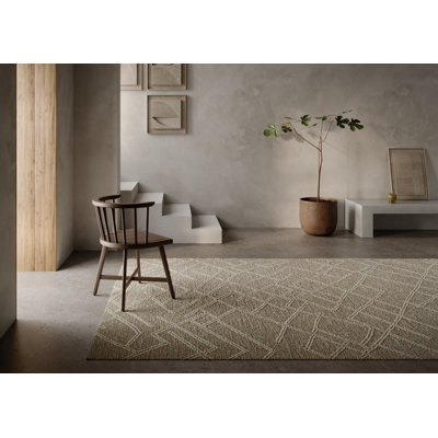 Beige Hand-Tufted Abstract Wool Rug