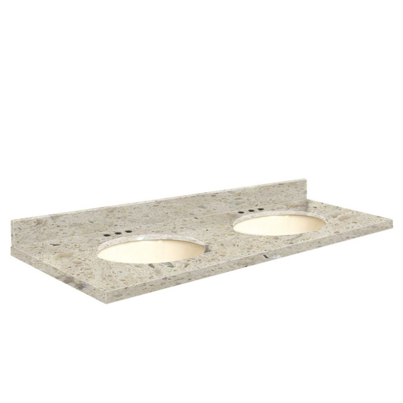 Plateau de salle de bain double 61 po meuble-lavabo, Biscuit, Passage de portage, Monotrou