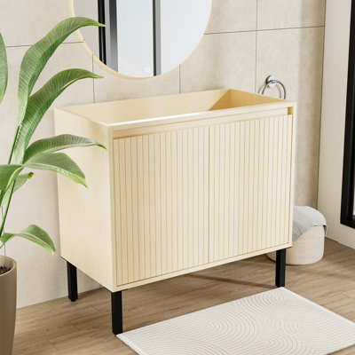 Base de meuble-lavabo de style Shaker de 24 po, 30 po et 36 po seulement, autoportante ou murale avec portes doubles et tablette réglable - Conception à fermeture en douceur et verticale (lavabo non inclus)