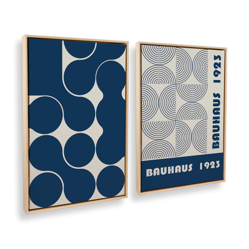 Ensemble de 2 pièces 1923 Bauhaus, H 48 po x l 64 po, Toile tendue, Sans cadre