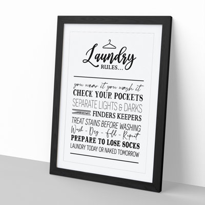 Laundry Rules - Picture Frame Typography