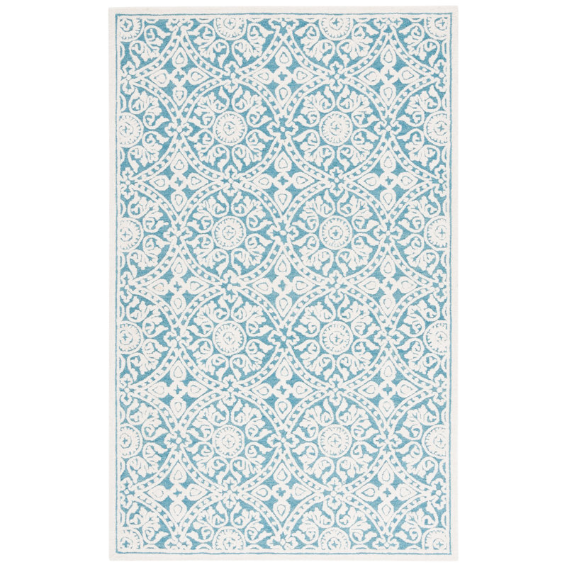 Tapis géométrique en laine touffeté à la main, Rectangle 6 pi x 9 pi
