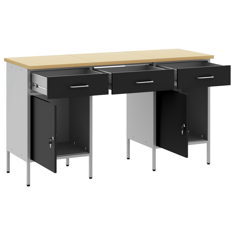 Work Cabinet with Drawer with Lock, Black