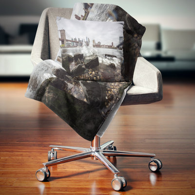 Cityscape Skyline with Brooklyn Manhattan Bridges Pillow