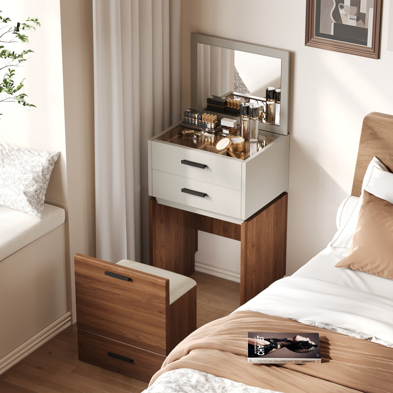 Soraide Small Dressing Table With Mirror, Three-in-one Dressing Table With 3 Drawers.