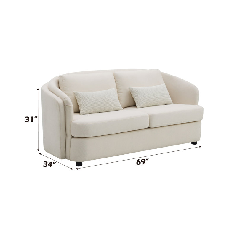 Causeuse en lin beige avec 2 coussins décoratifs Mariko
